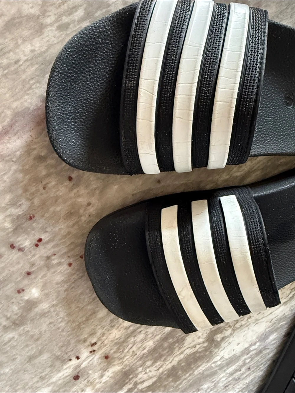 adidas Kids Black Slides with White Three-Stripe Strap